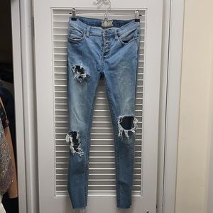 Free people distressed raw hem skinny jeans